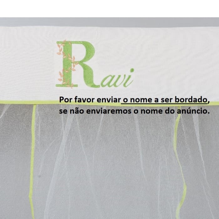 MOSQUITEIRO PARA BERÇO   AMERICANO -  PERSONALIZADO   COM   NOME   DO   SEU FILHO   -   VÁRIAS CORES