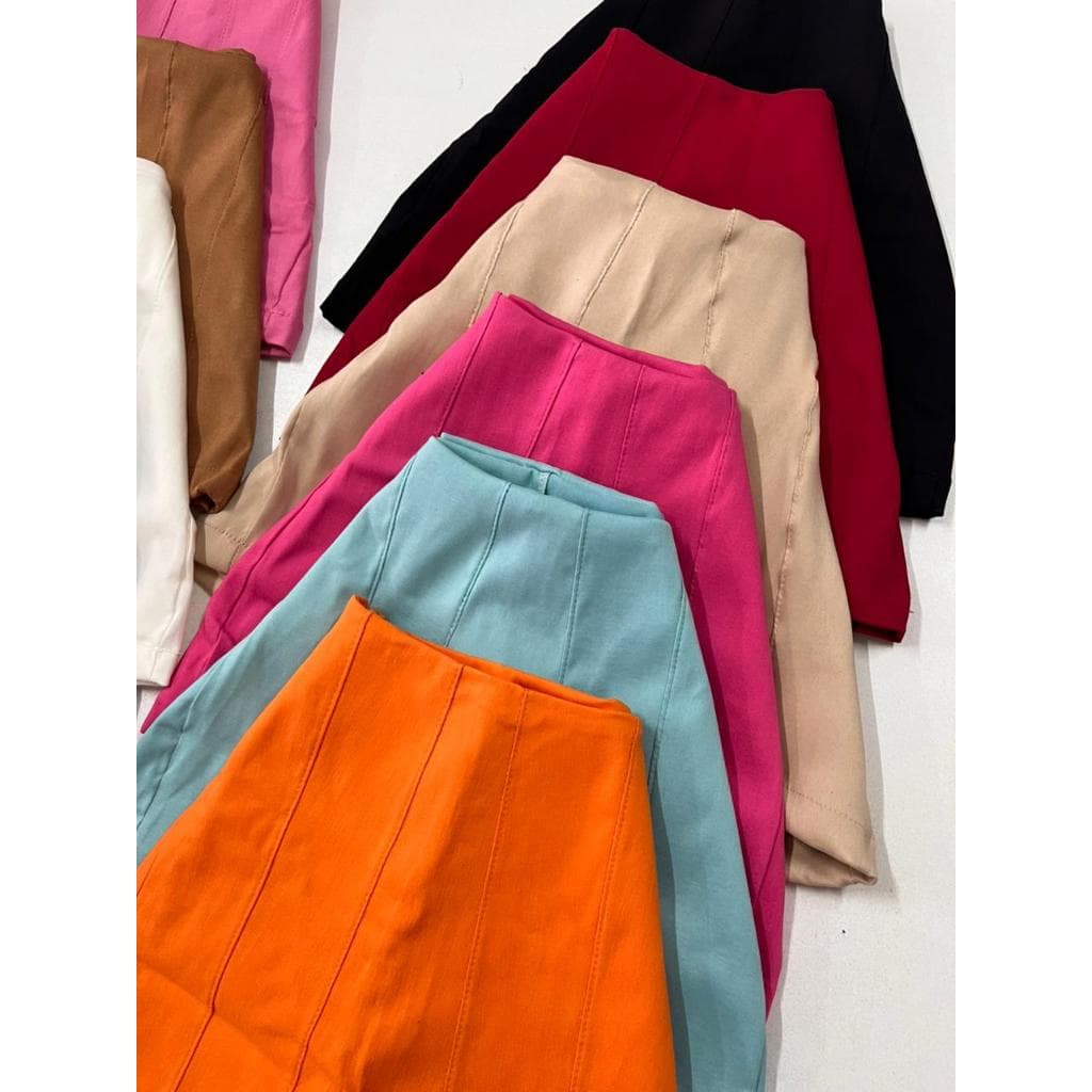 Short Saia Alfaitaria Poliamida Feminino Com Ziper Tendência