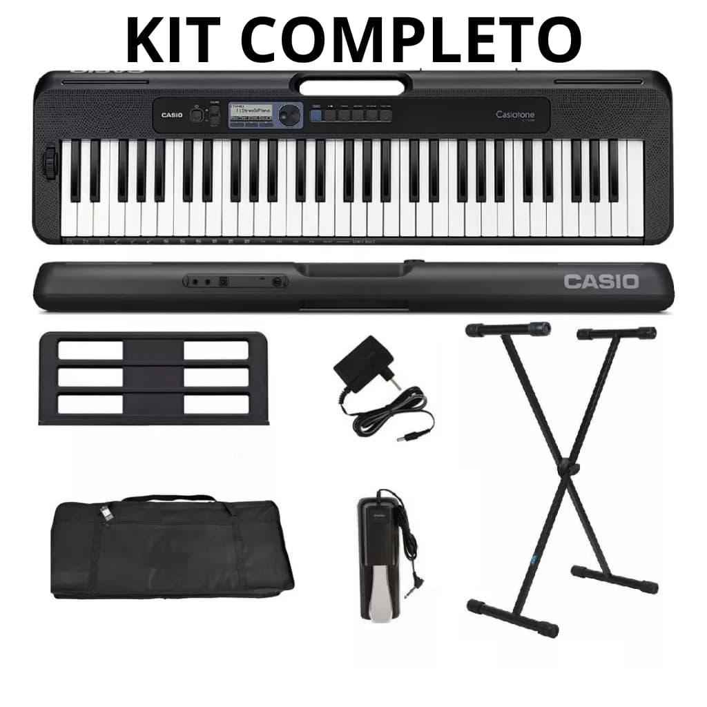 KiT Teclado Musical Casio Ct-s300 61 Teclas Preto
