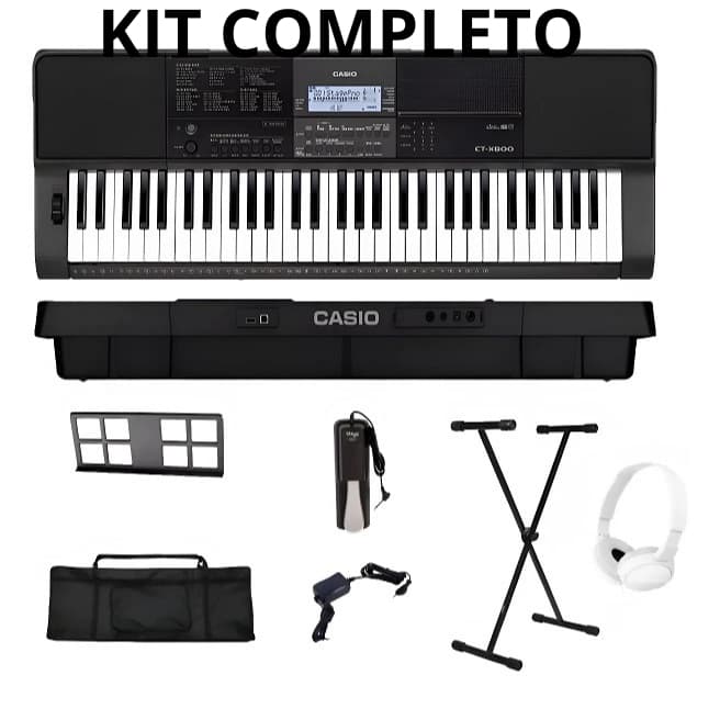 Kit Teclado Musical Casio Ctx800 Capa + Pedal + Suporte X