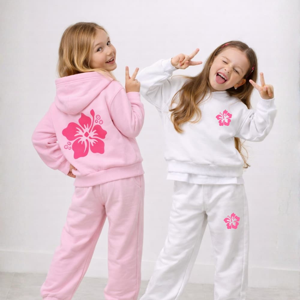 Conjunto Moletom Infantil Canguru Floral com Capuz Quentinho e Confortável