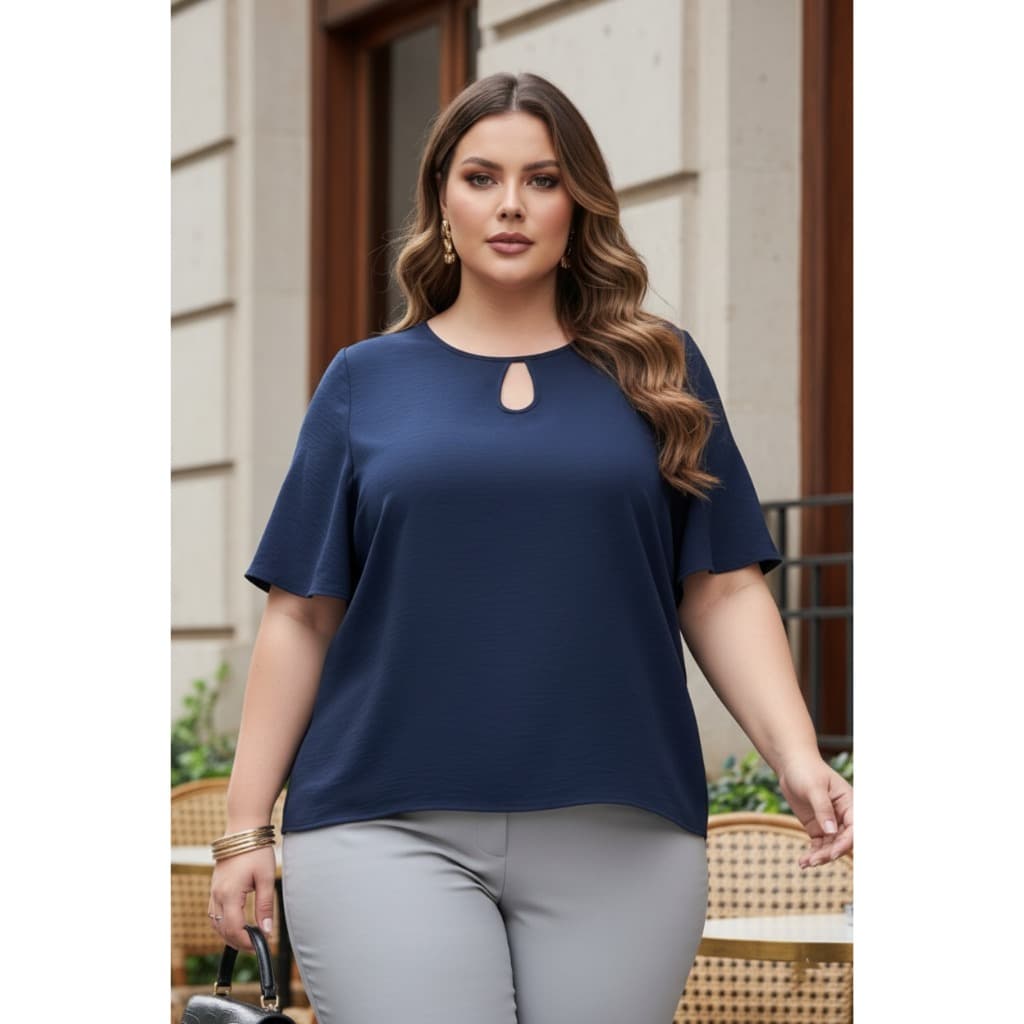 Blusa feminina soltinha plus size lisa com mangas G1 G2 G3 verão