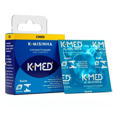 Preservativo Extralubrificada K-Med Kmisinha Tradicional  3 Unidades