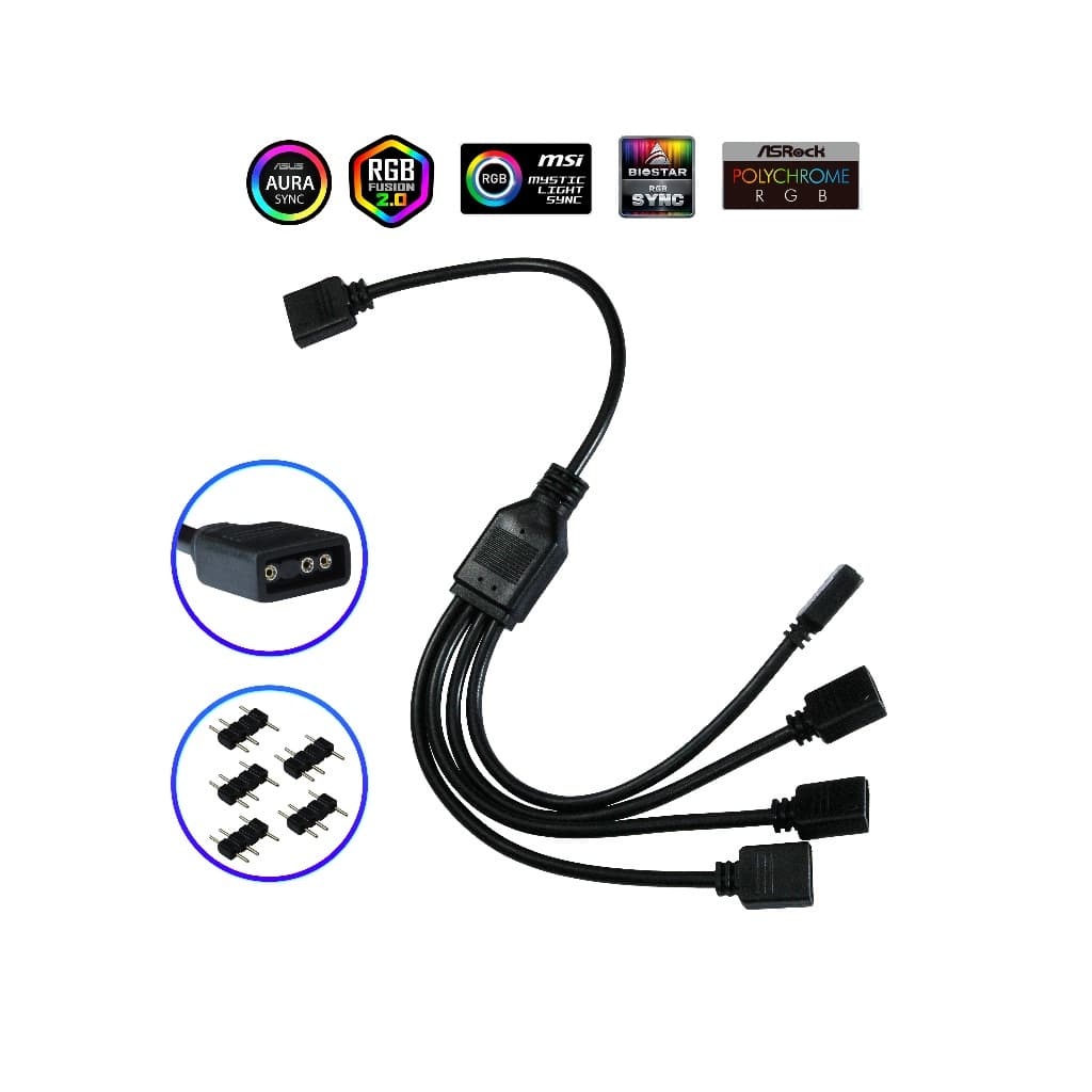 Cabo Extensor Splitter Hub 1 Para 4 Fans 5v 3 Pinos Argb