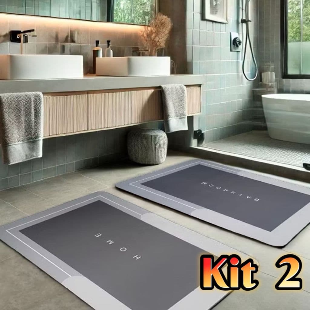 KIT Tapete De Banheiro Quadrado Absorve Água Antiderrapante Secagem Rápida 40x60 RFE:(Jy-0065)7KIT Tapete De Banheiro Qu
