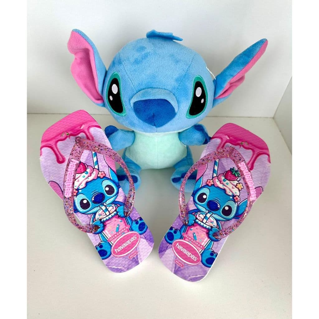 Chinelo Infantil Desenho Stitch Glitter Infantil Leve Macio Lindo frete grátis