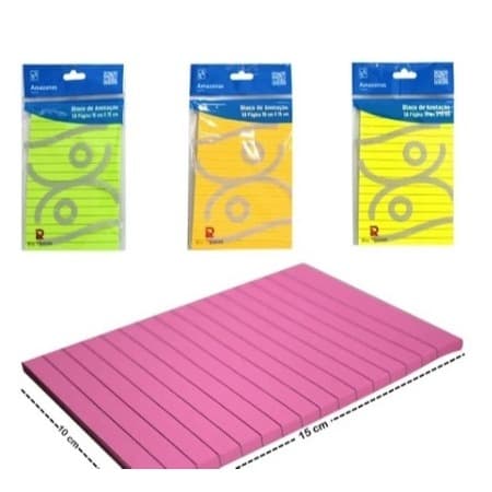 Bloco de anotação Pautado adesivo Colorido Escritório Post it Retangular