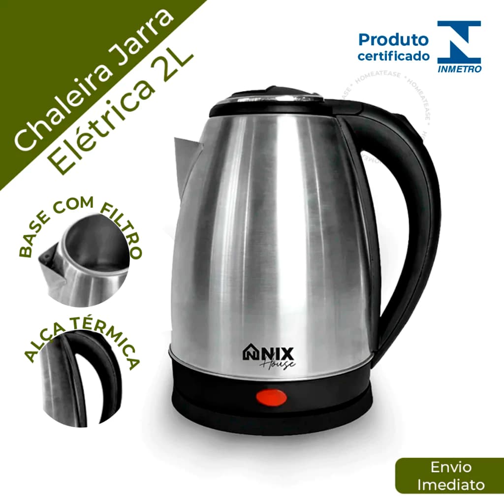 Chaleira Elétrica Inox 2 Litros Jarra Térmica Desligamento Automático Ferve Água Rápido Café Chá