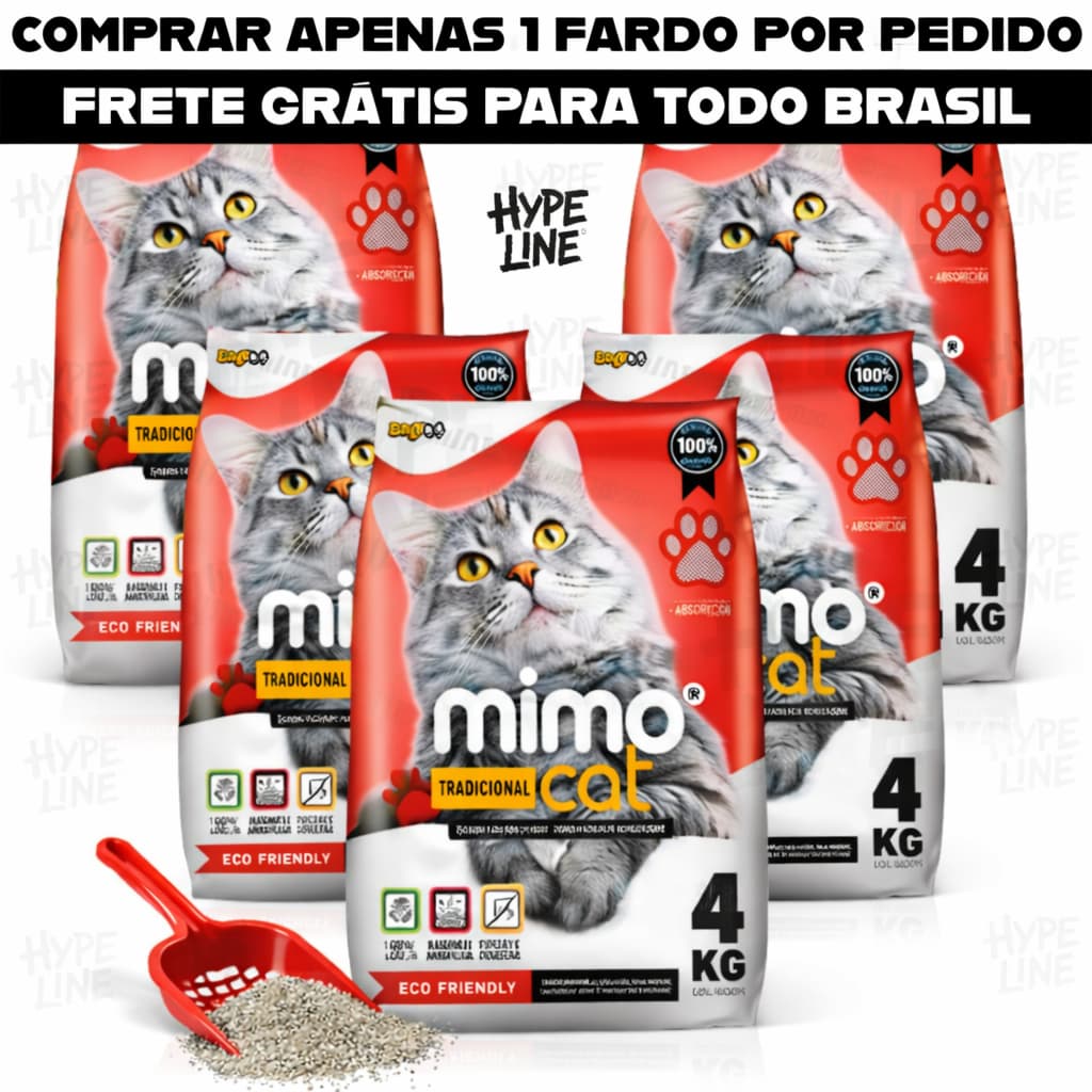 Kit 5 Areia de Gato Sanitária Higiênica Granulado Forma Torrões MimoCat Aroma Tradicional 20KG
