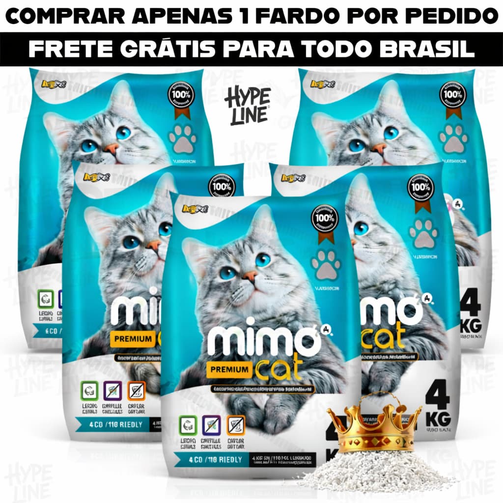 Kit Fardo 5 Pacotes 4Kg de Areia Sanitária Granulado Forma torrões Mimocat Perfumado Premium 20KG