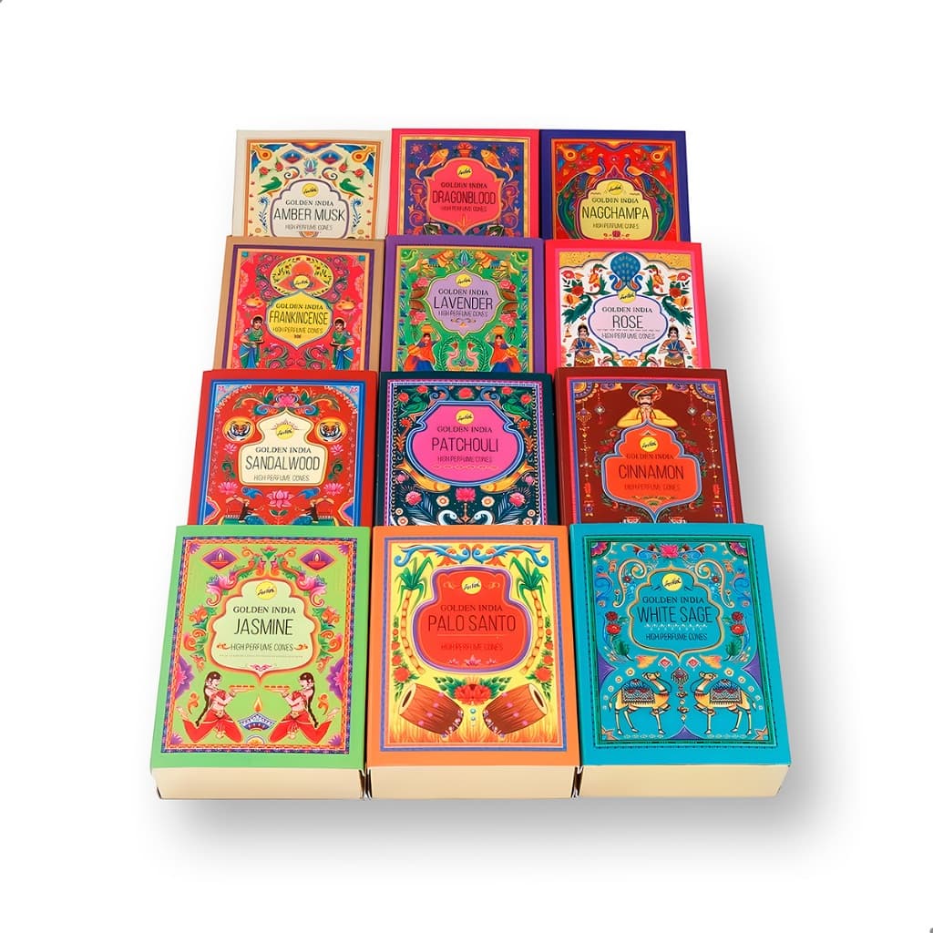 Incenso Indiano Cone Massala - Cascata Índia Cones Aromas Nag Champa Escolha seu Aroma