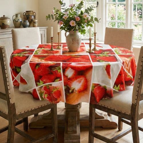 Toalha De Mesa Redonda 4 Lugares 135cm Plástico Impermeável