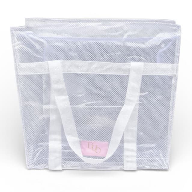 Bolsa Saco jumbo transparente Plástico com alca e tela branca CDP ORGANIZAÇÃO DE BRINQUEDOS, EDREDOM
