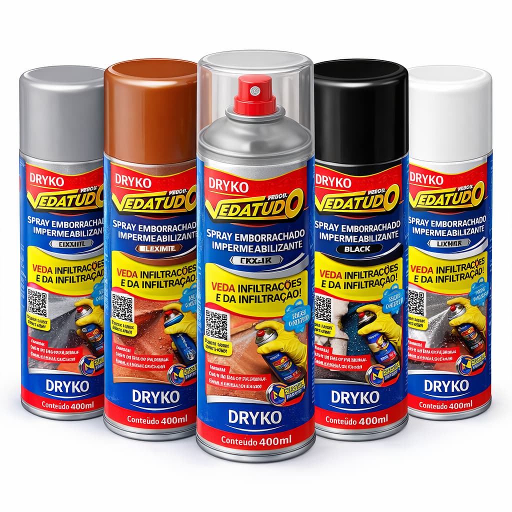 Borracha Líquida Impermeabilizante Spray Vedatudo Impermeável 400ML - DRYKO