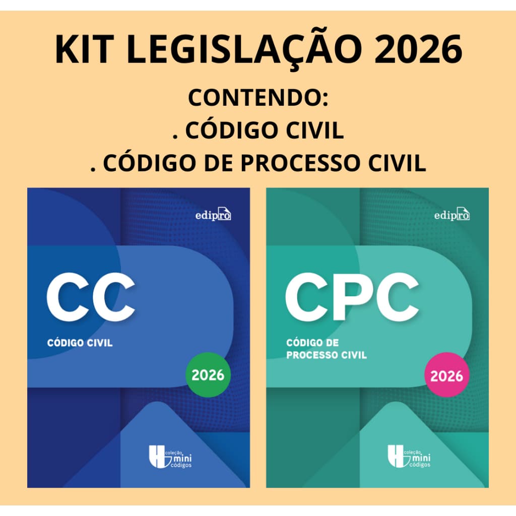 Livro Código Civil 2026 + Código de Processo Civil 2026 - Kit com 02 volumes - Coleção Mini Códigos 2026