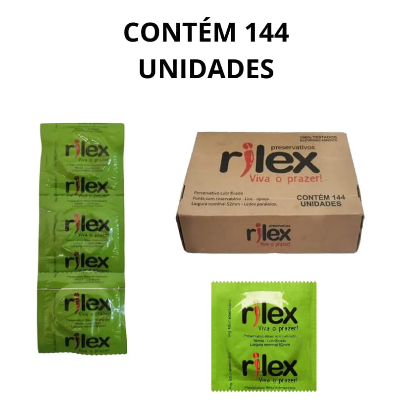 Caixa de Preservativo Rilex com 144 Unidades Menta - Proteção Completa - KIT Camisinha