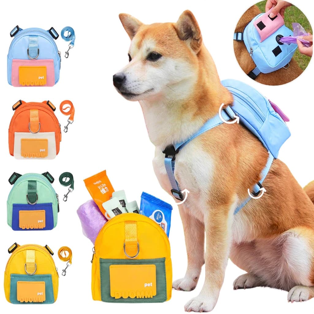 Mochila Pet Para Cachorro Cães Gatos Coleira Peitoral Com Guia Mini Saco De Ombro Bolsa