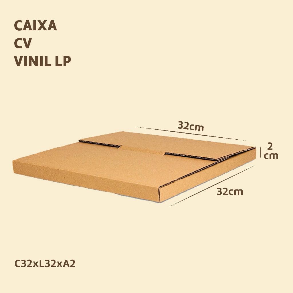 10 Caixa de Papelão LP 32x32x2 cm Discos Vinil Pac Sedex