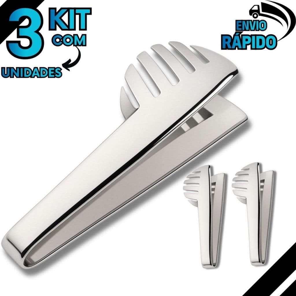 Kit 3 Pegador de Massa e Salada em Aço Inox – Ideal para Cozinha e Restaurantes, 24cm de Comprimento