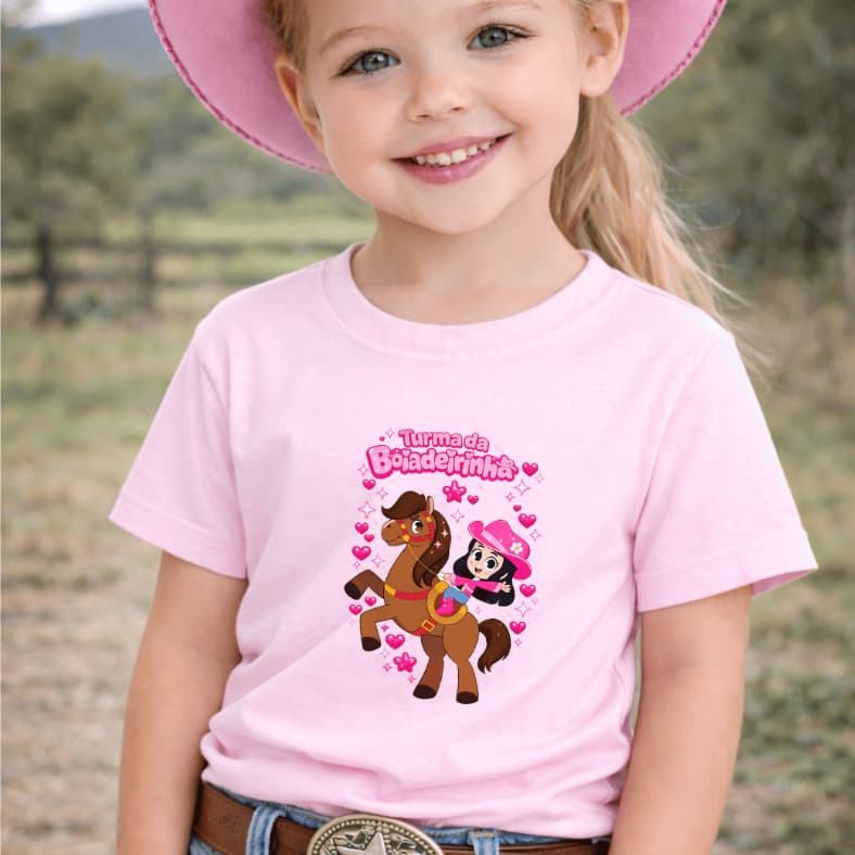 Camisa Feminina Infantil Boiadeirinha e Black camiseta 100% Algodão com Toque Macio e Confortável