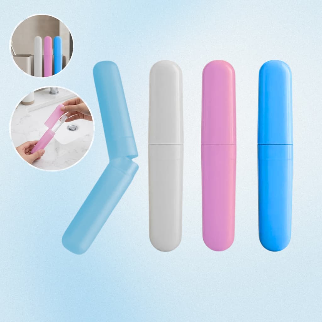 Kit 5 Porta Escova De Dente Azul/rosa/branco P/ Viagem