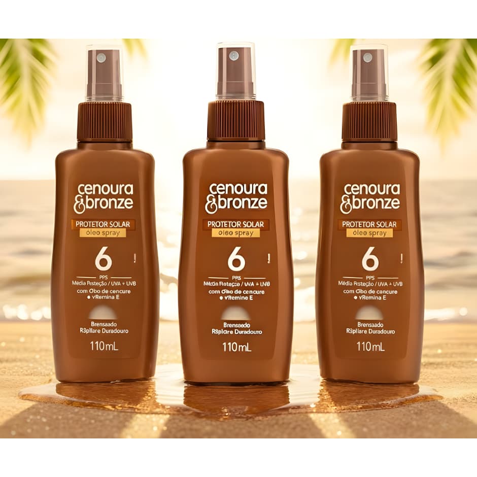 Kit c/1/2/3 Óleos Bronzeadores Spray Cenoura & Bronze 110ml FPS 6 - Envio Imediato