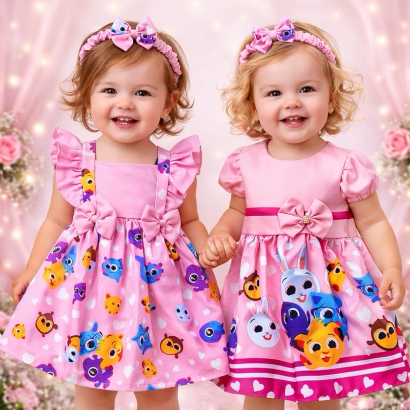 VESTIDO ROMPER INFANTIL BOLO FOFOS BOLOFOFOS ROSA MENINA 1/2 ANOS