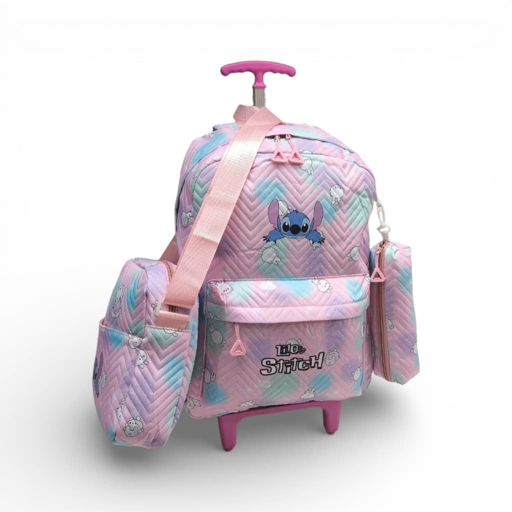 Mochila escolar com rodinha + Lancheira + Estojo,  kit escolar  infantil e juvenil.
