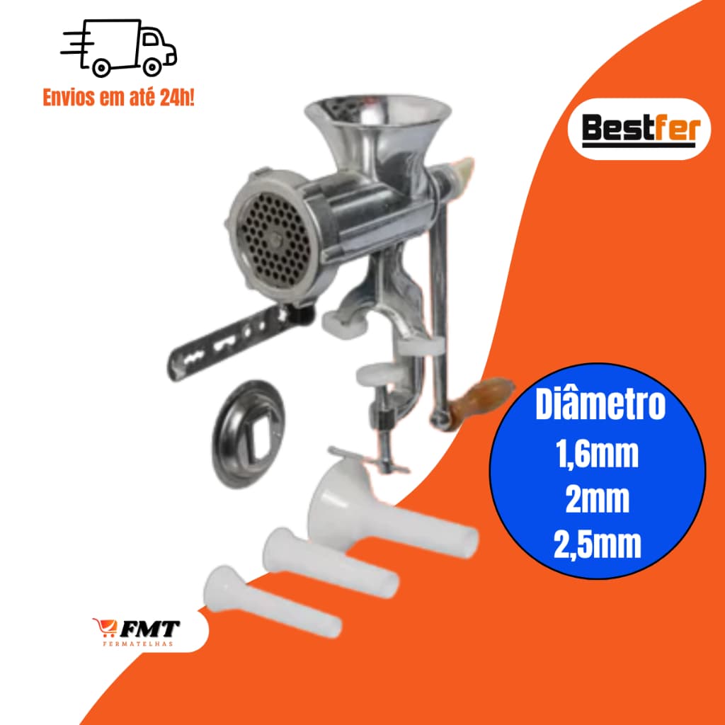 Máquina De Moer Carne Fazer Hamburguer Linguiça Manual N10 Bestfer