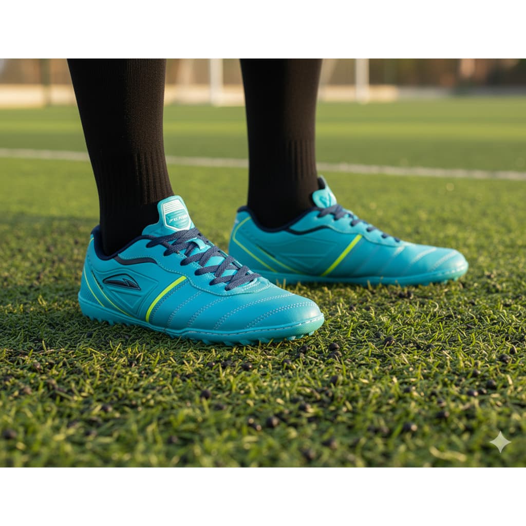 Chuteira Society de Couro Legítimo Costurada Azul Lançamento Promoção