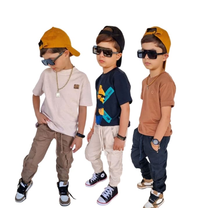 Calça Jogger Cargo infantil de Menino descolada do 2 ao 10 tecido brim