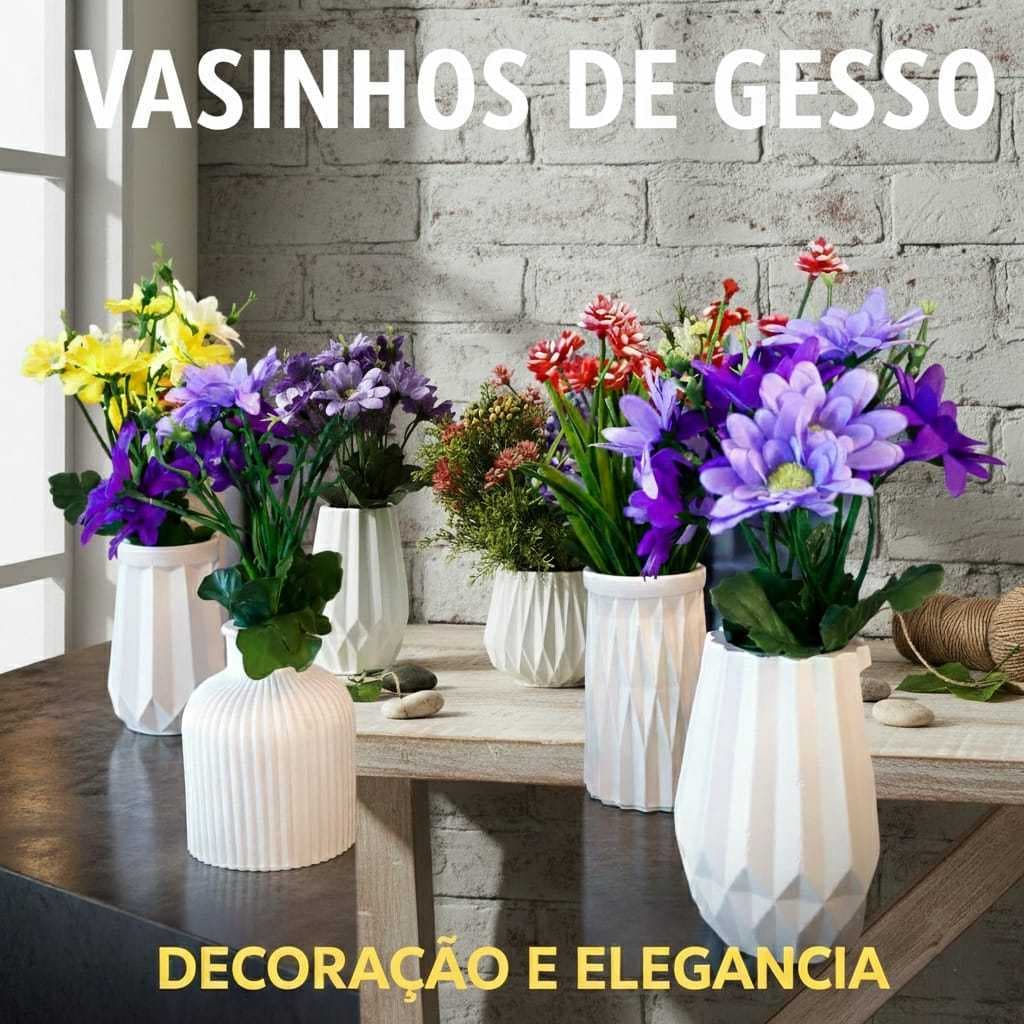 Kit de 4 a 25 Vasos De Gesso Para Centro de Mesa, Decoração, Aniversários, Chá de Bebês, Casamentos.