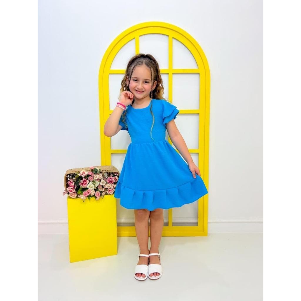 Vestido Infantil Manga Dupla Liso Duna Saia Solta Confortável