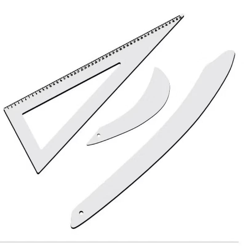 Kit Conjunto Réguas Para Costura Modelagem Acrilico Com 3 Peças