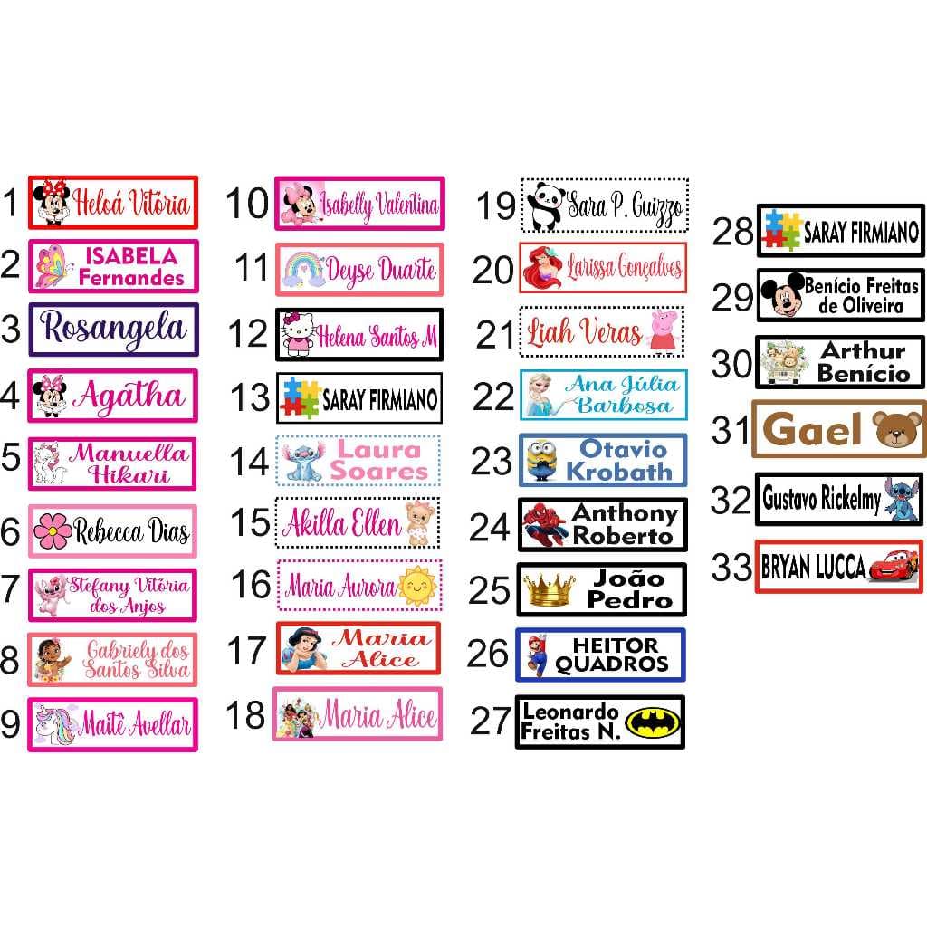 Etiquetas termocolantes escolares de Identificação estampada  - PARA TECIDO / mandar o nome pelo chat