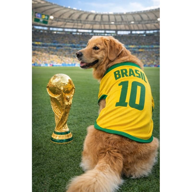 🐶 Camisa do Brasil para Cachorro e Gato 🇧🇷 | Roupa Pet Copa do Mundo | Conforto e Estilo  Deixe seu pet no clima de torc