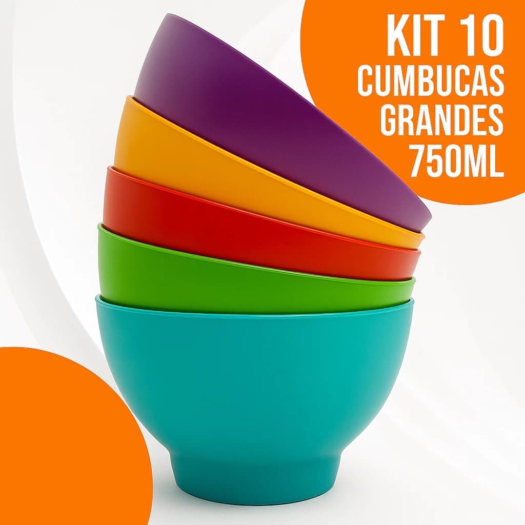 Cumbuca Grande 750ml Kit 10 und Petiscos Caldos Sorvete Açaí Porções Sopa