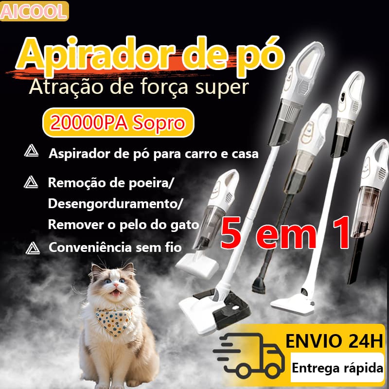 AICOOL Aspirador de pó portátil 5 em 1 Potência elevada Multifuncional