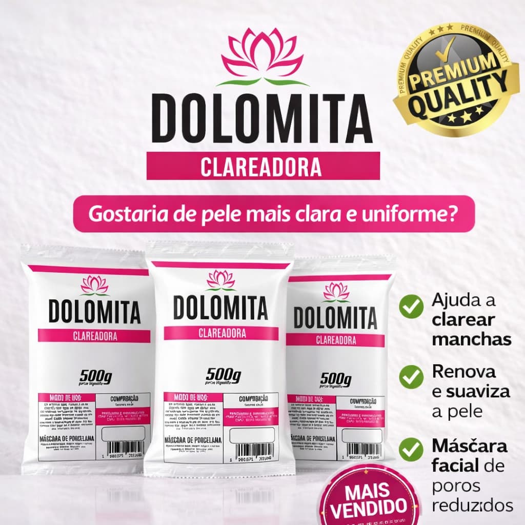 Dolomita 2KG em Pó Pura SKINCARE Premium Esterilizada