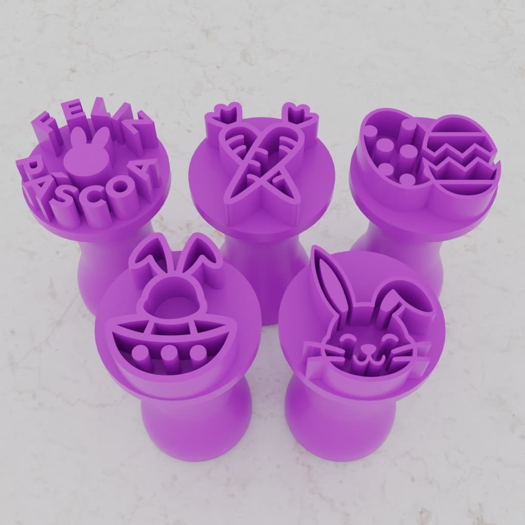 Kit Carimbos Páscoa 3D para Docinhos Biscoito Cookie Pasta Americana Confeitaria Coelho Ovo Feliz Páscoa