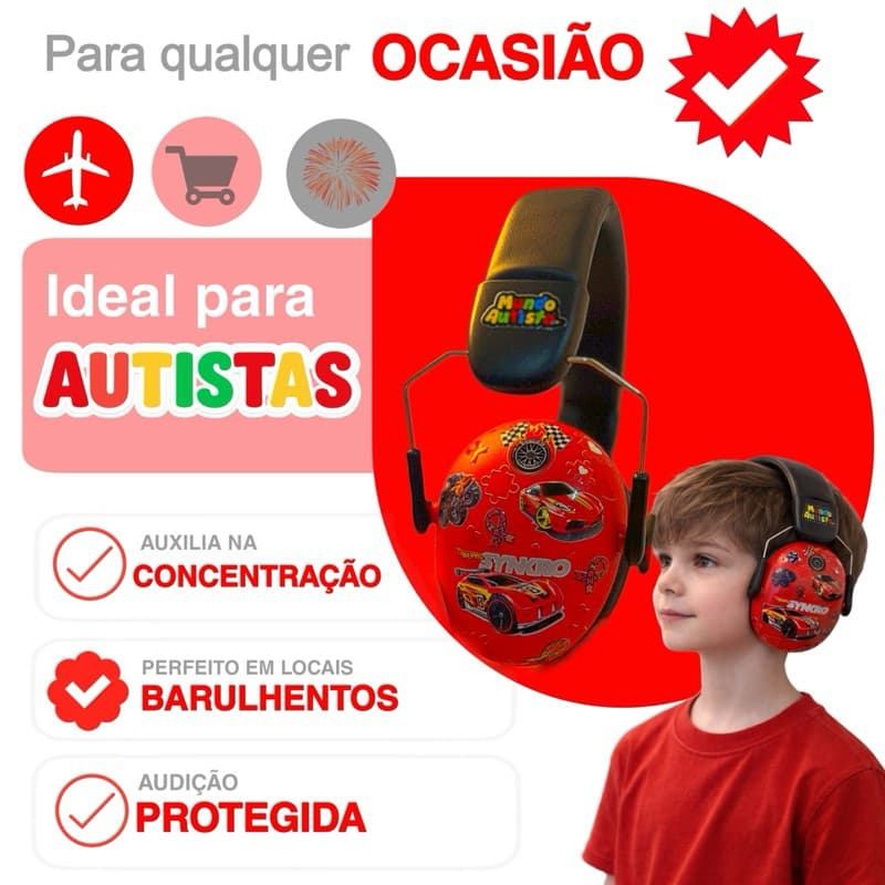 Abafador Carro 32 db  Autismo Infantil Fone Protetor de Som Ouvido Auricular Ruido Super Confortavel TDAH  Tea Autista