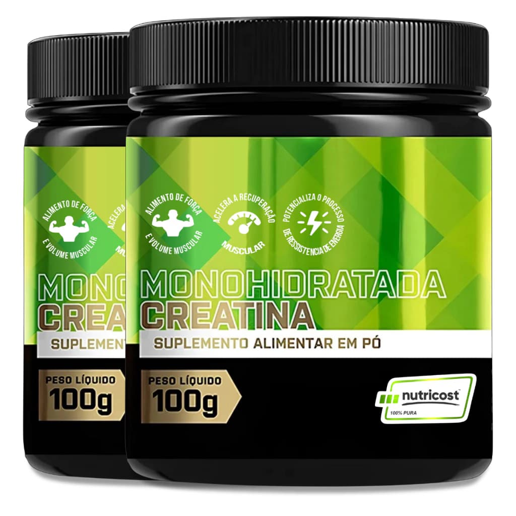 Kit 2 Creatina Pura Creatina Monohidratada Pote 100g pt verde