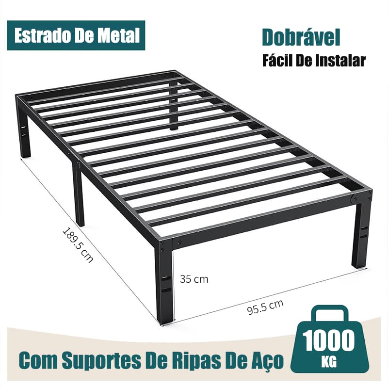 Estrado De Metal Para Cama de Solteiro Dobrável Fácil De Instalar Suportar 1000kg Com Suport O17