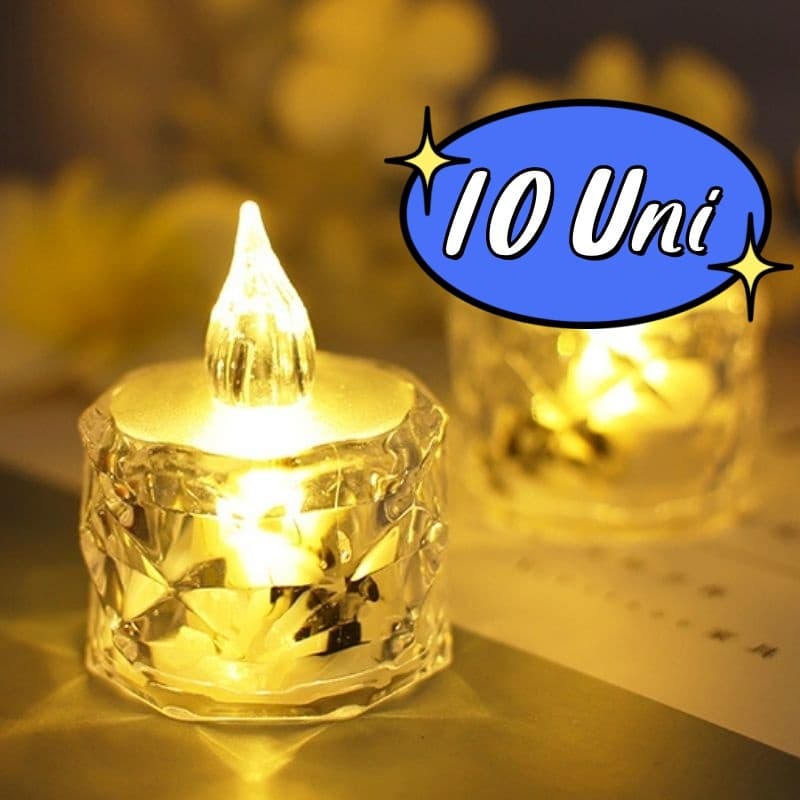 10  Conjuntos Mini Hengling Cristal Transparente Velas Luz Led Eletrônica Decorativa