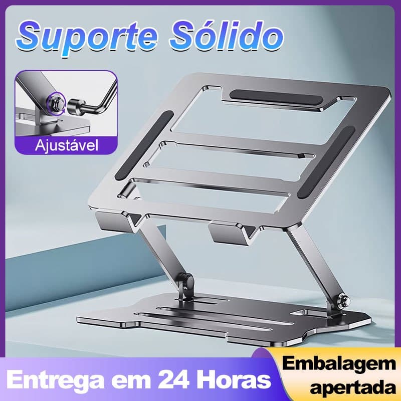 Suporte Metal Ajustável Giratória 360° Carga Estável Notebook Pad  Laptop Stand 10 a 17"