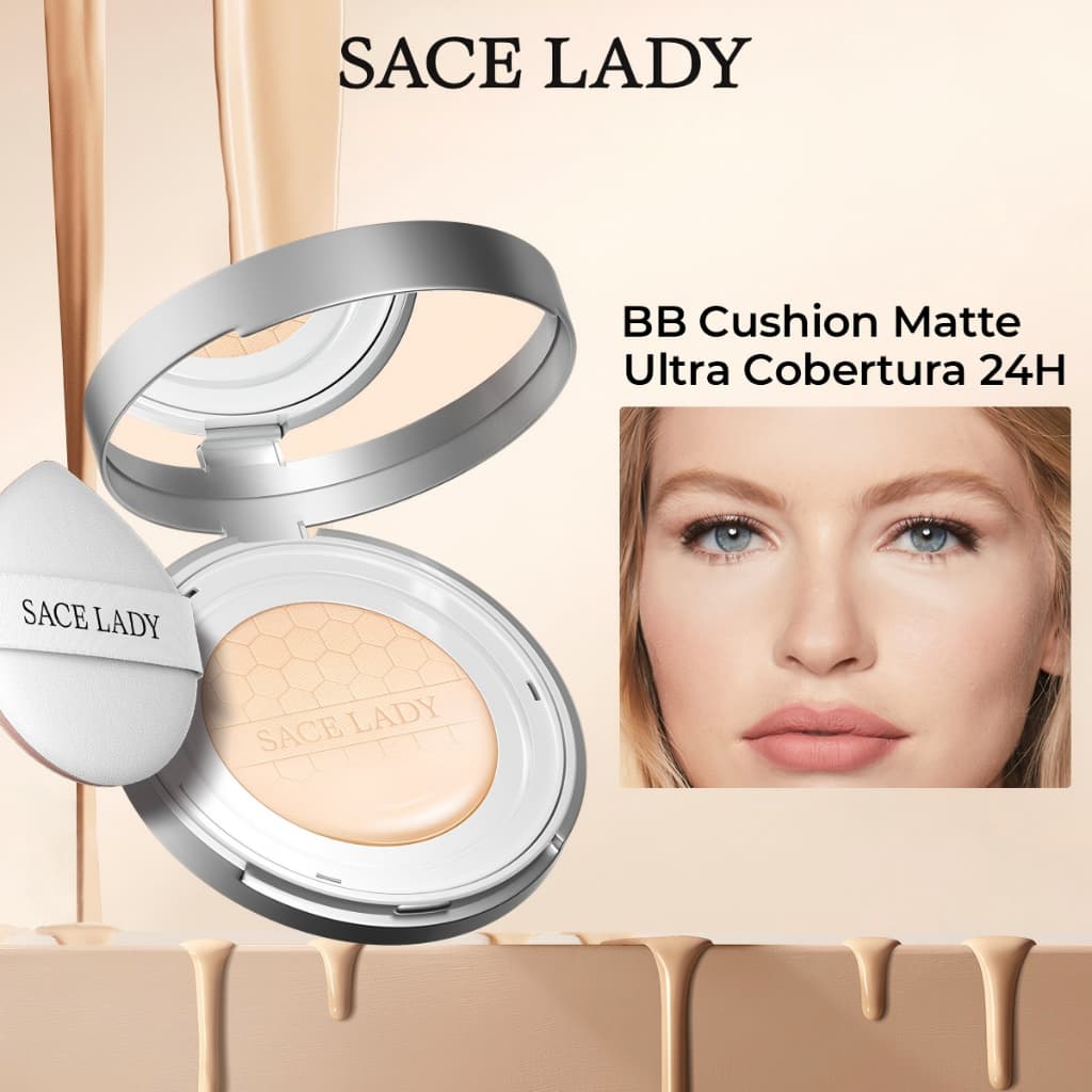 Base Líquida Cushion Foundation SACE LADY FPS30 Creme Alta Cobertura Aplicação Fácil