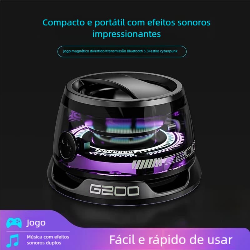 Caixa de Som Portátil Magnética Bluetooth - Mini LED RGB Atmosfera Colorida à Prova d'Água