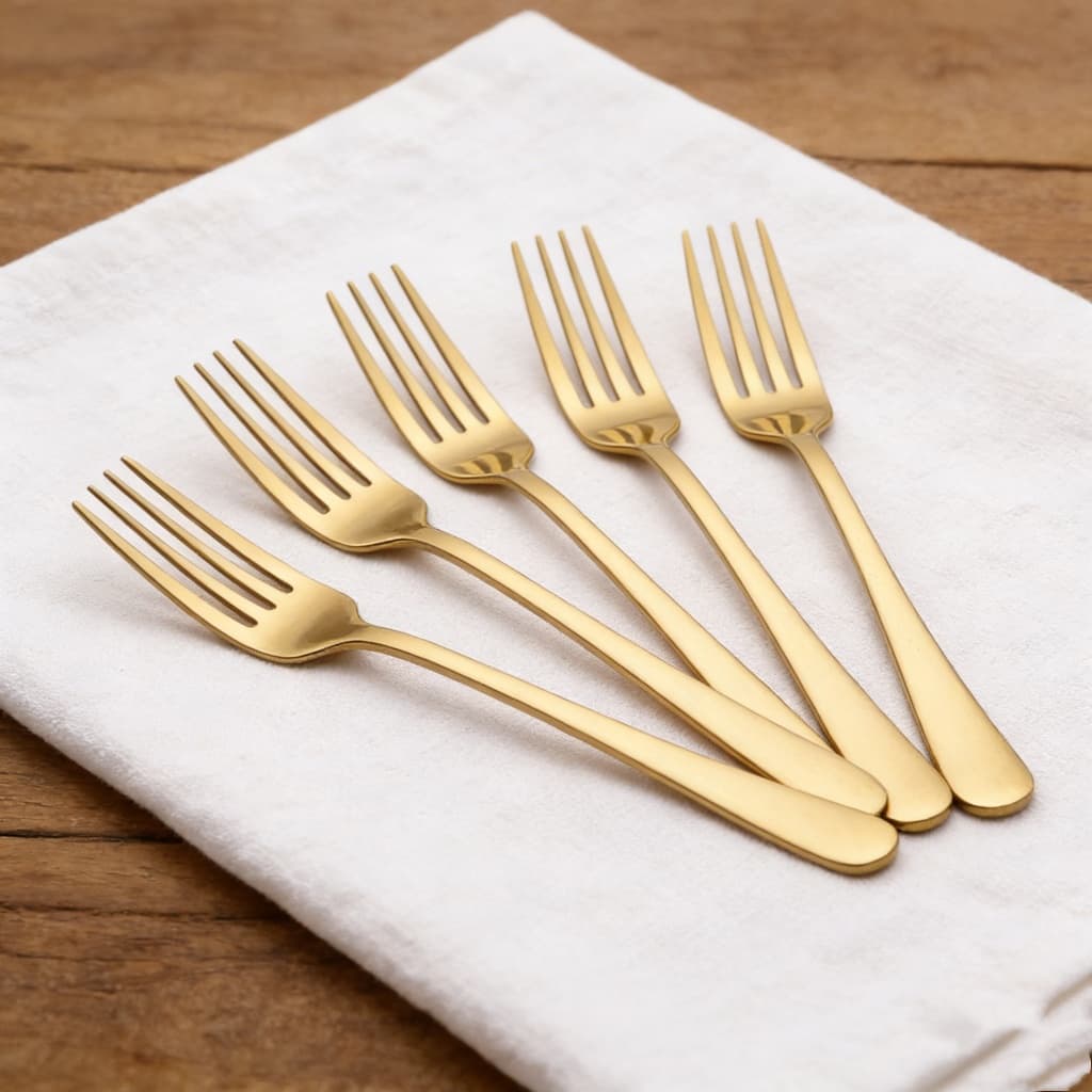 36 Peças Talheres Aço Inox Stainless Steel Mesa Posta Garfo Dourado Linha Luxo - Envio Já