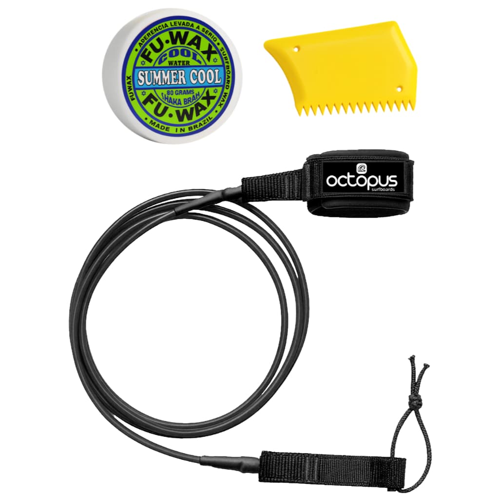 Leash Strep Prancha Funboard 8´+ Parafina Fu Wax + Raspador