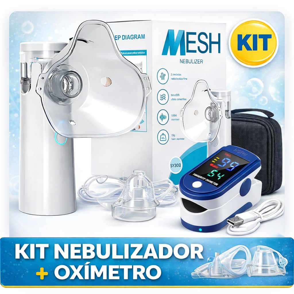 Inalador Nebulizador Ultrassônic Portátil + Oxímetro De Dedo